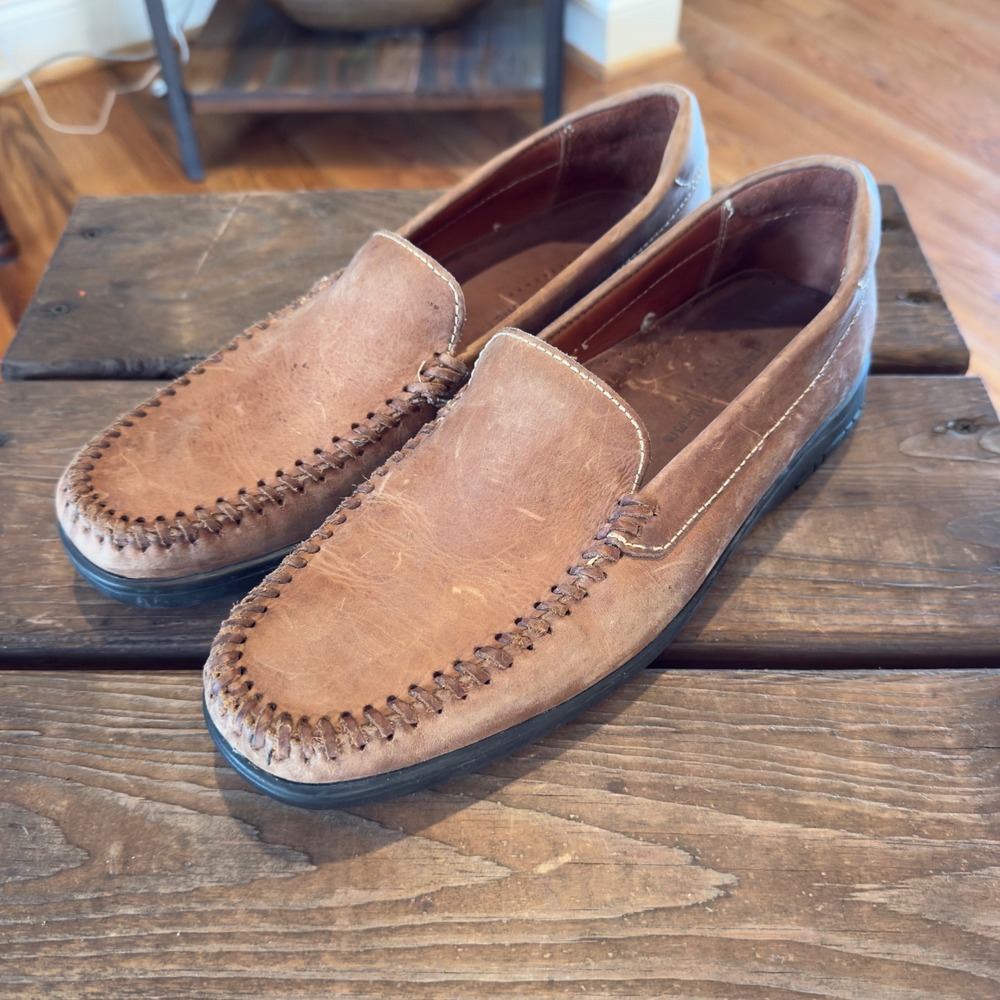 Johnston & Murphy Mens Brown Leather Moccasin‎ Loafers Slip On Dress Shoes 10.5M